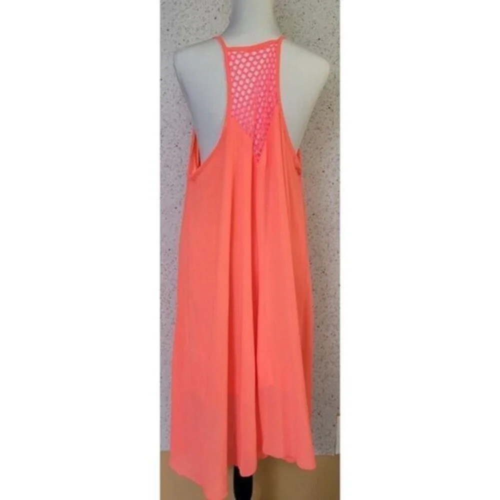 Women Dress 3X Neon‎ Pink Strappy Swim Cover Up Lined Bright Festival Trapeze